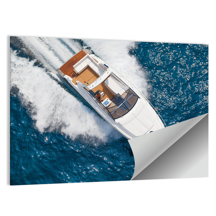 Motor Yacht from Above Wall Art as a poster print