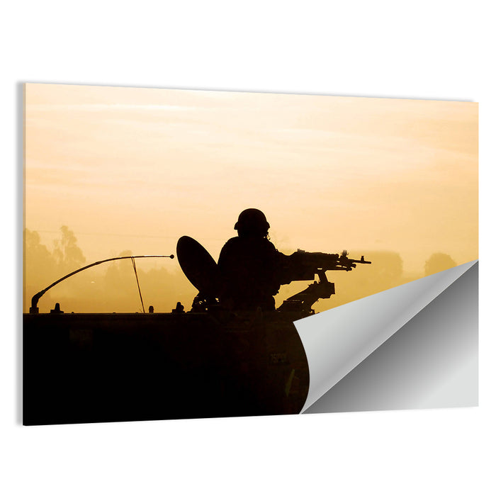 Army Soldier Silhouette at Sunset Wall Art as a poster print