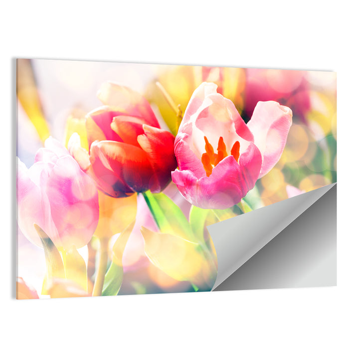 Vibrant Spring Tulips Close Up Wall Art as a poster print