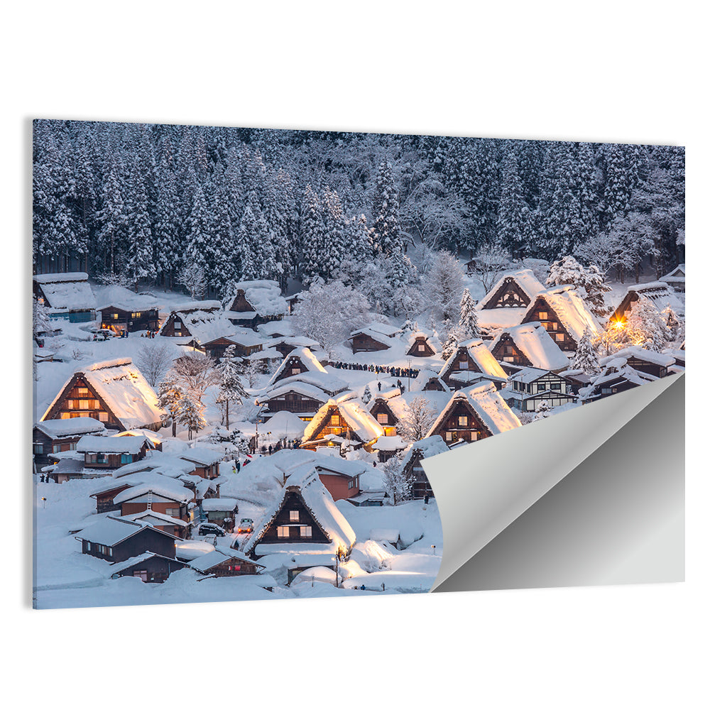 Shirakawa-go Lighted Village Wall Art