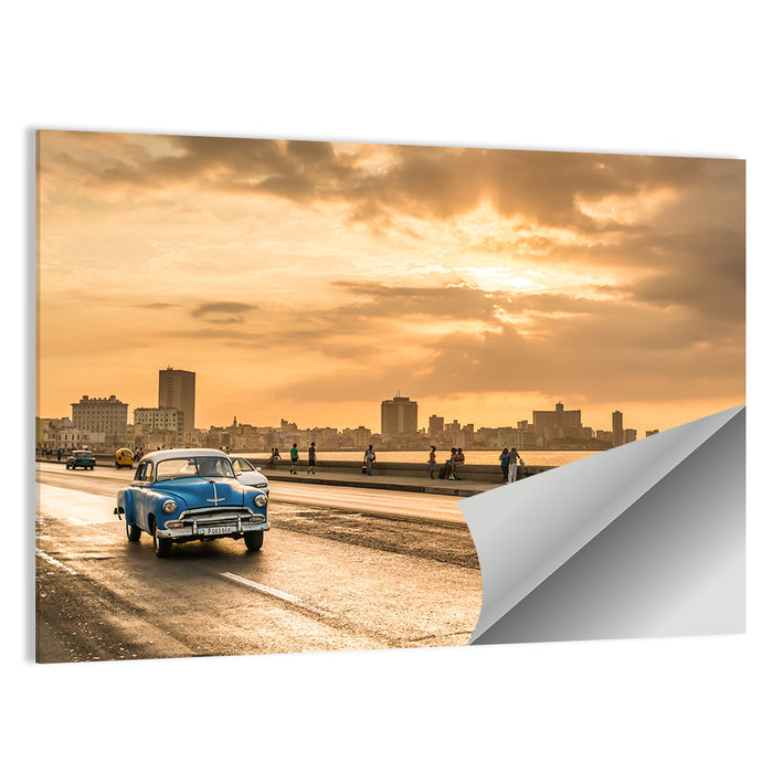 Havana Malecon Sunset Wall Art as a poster print