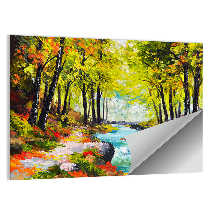 Autumn Forest Stream Wall Art as a poster print