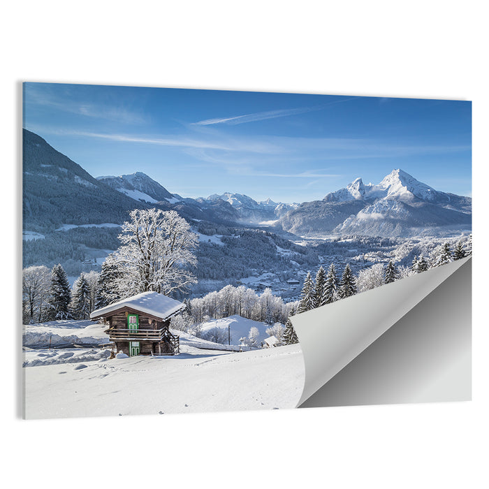 Berchtesgaden Alpine Cabin Scene Wall Art as a poster print