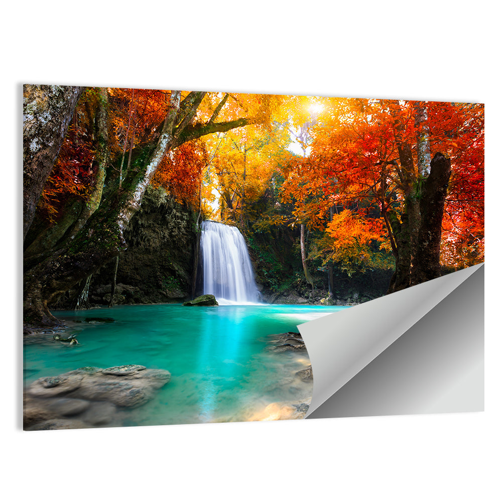 Autumn Forest Waterfall, Thailand Wall Art