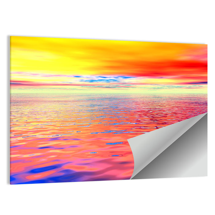 Surreal Ocean Sunset Illustration Wall Art as a poster print