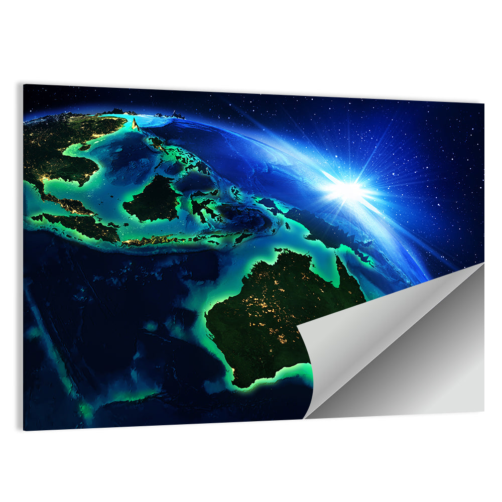 Australia and Indonesia from Space Wall Art
