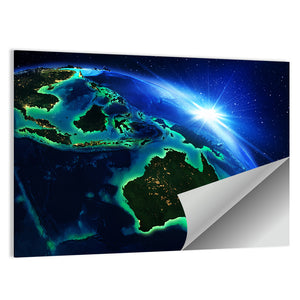 Australia & Indonesia From Space Wall Art