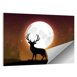 Deer Standing On Hill Wall Art