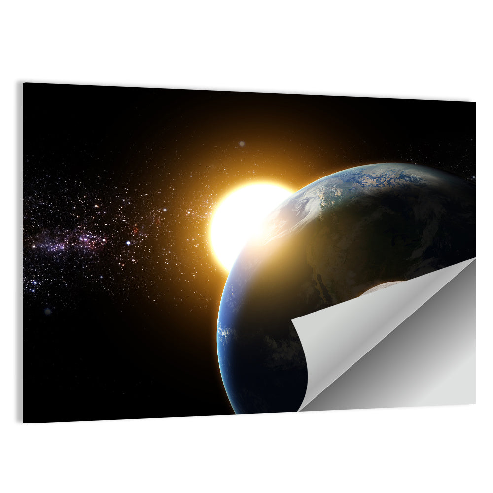 Sunflare Over Earth and Moon Wall Art