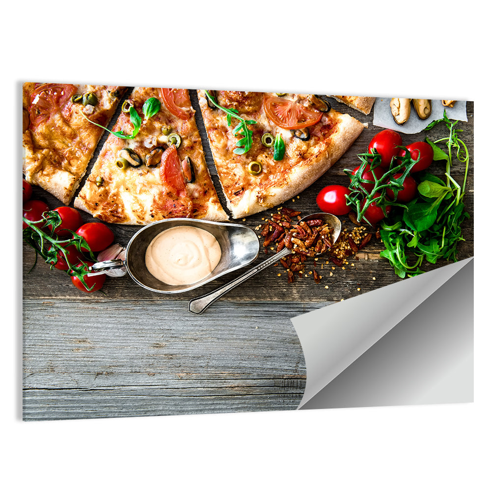 Seafood Pizza with Mussels and Tomatoes Wall Art