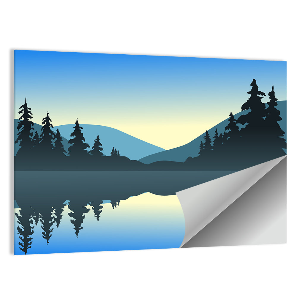 Calm Blue Lake Reflection Wall Art
