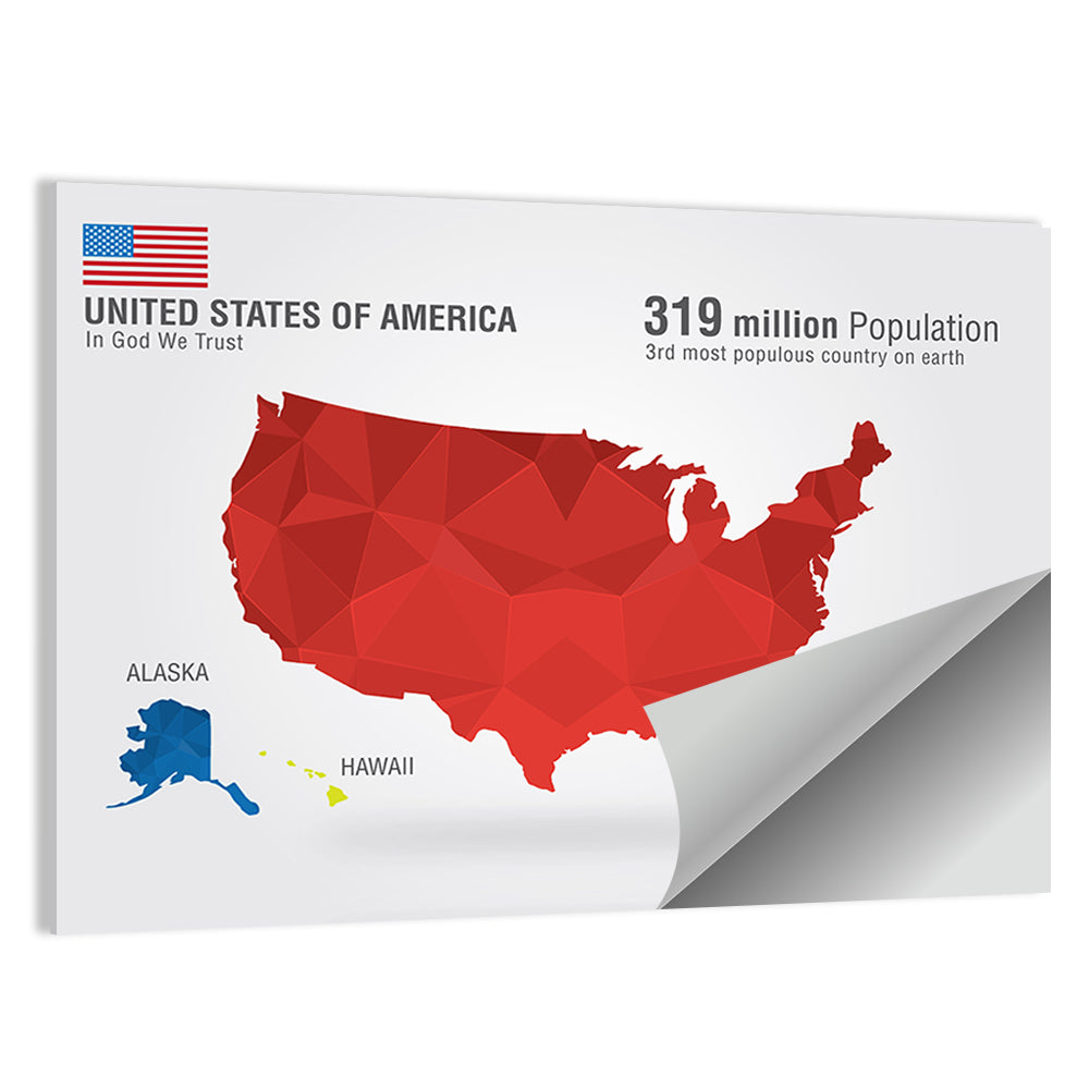United States Geometric Map Wall Art