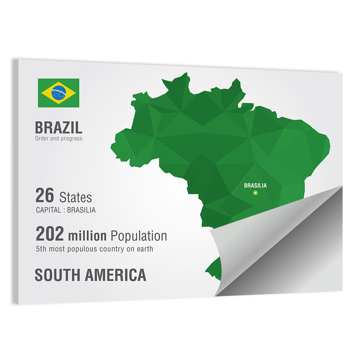 Low-poly Brazil Map Wall Art as a poster print