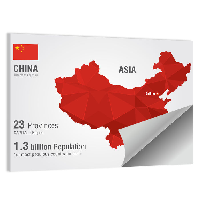 Geometric China Map Infographic Wall Art as a poster print