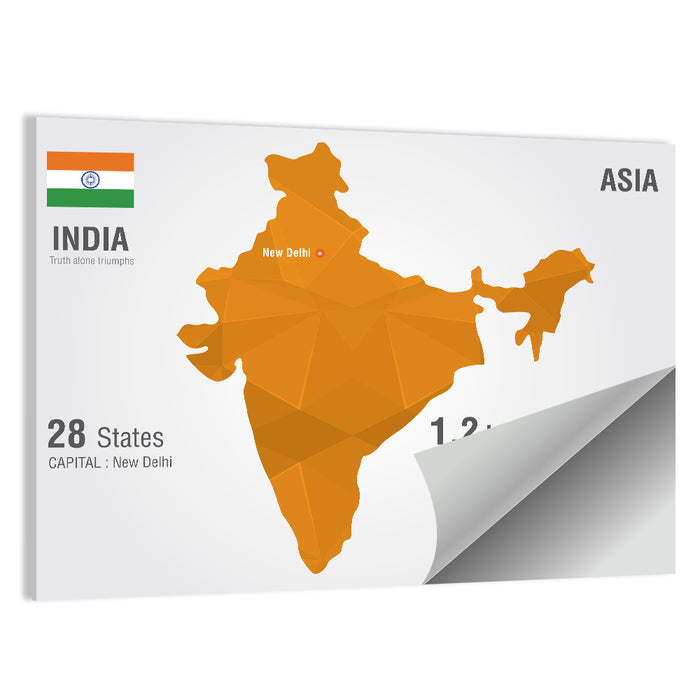 Polygonal India Map Infographic Wall Art as a poster print