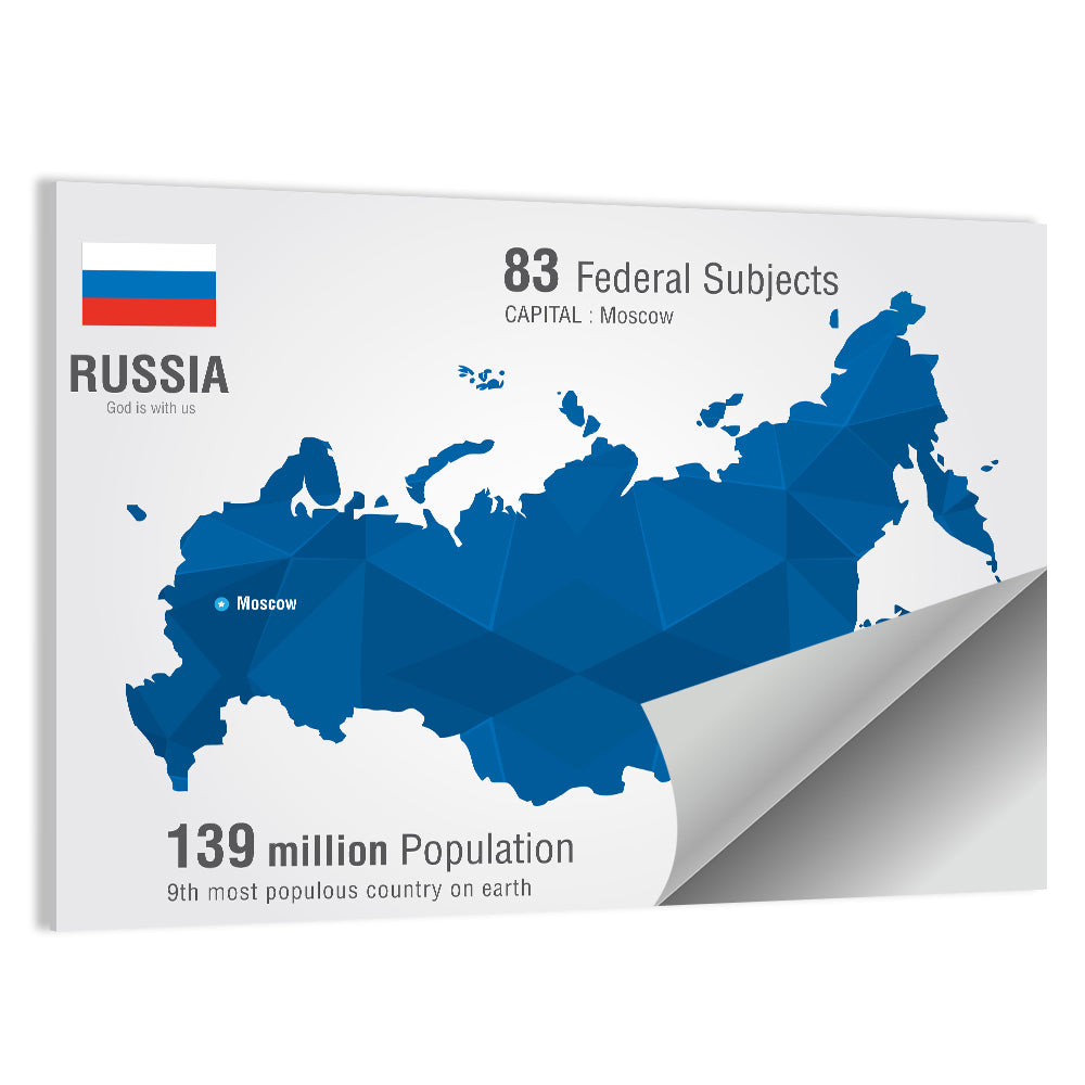 Geometric Map of Russia Wall Art