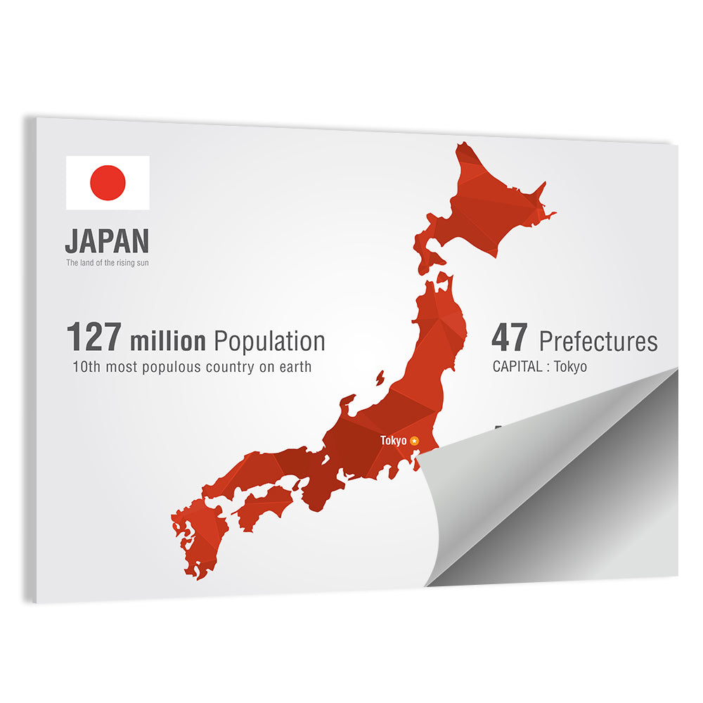 Japan Map Infographic with Tokyo Marker Wall Art