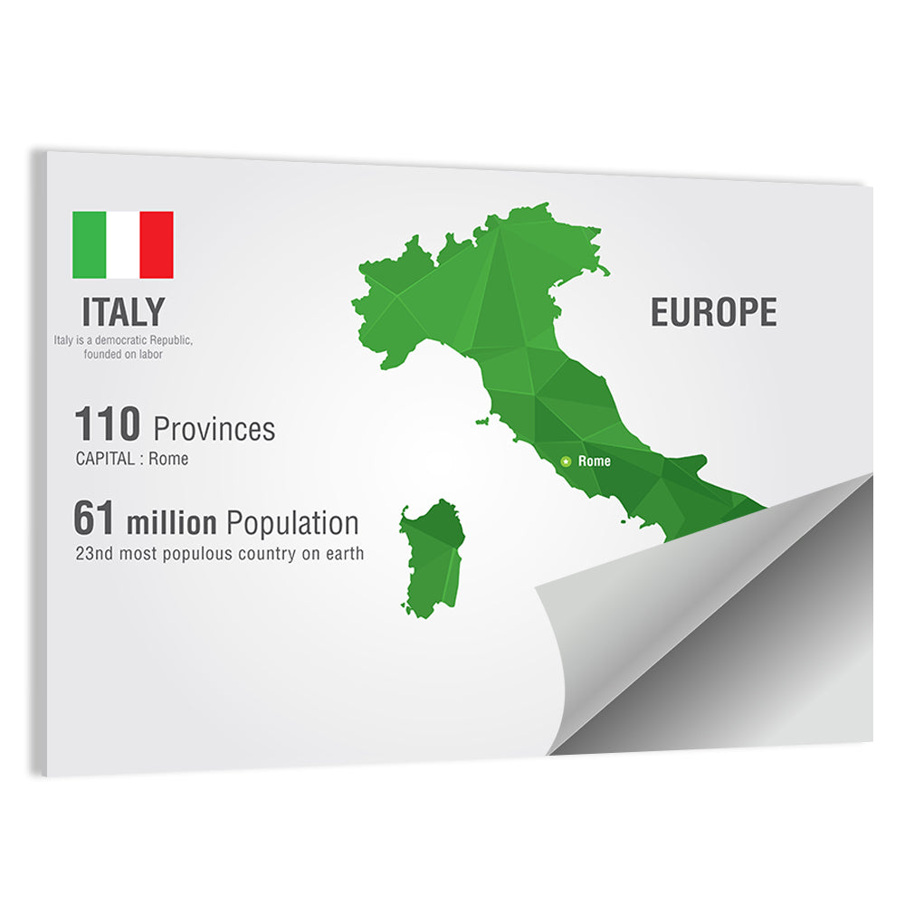 Geometric Italy Map Infographic Wall Art