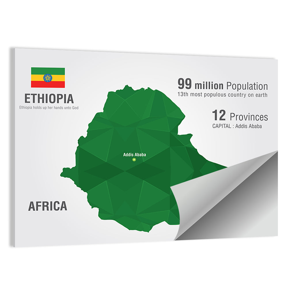 Ethiopia Low-poly Map Wall Art