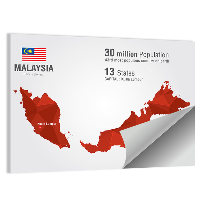 Malaysia Geometric Map Wall Art as a poster print