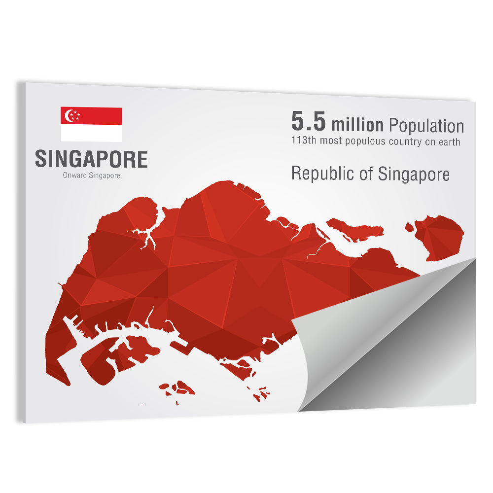 Singapore Low-poly Map Wall Art