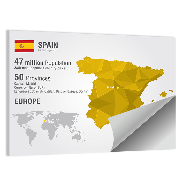 Geometric Spain Map Infographic Wall Art as a poster print
