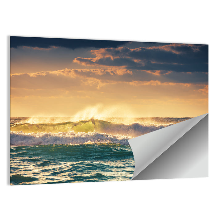 Golden Hour Breaking Waves Wall Art as a poster print