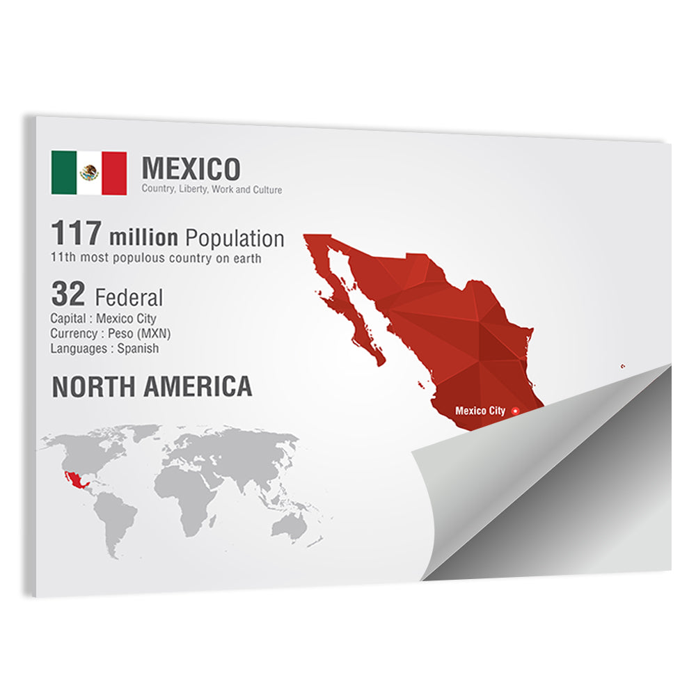 Mexico Geometric Map Wall Art
