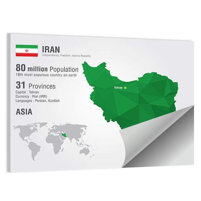 Low Poly Iran Map Wall Art as a poster print