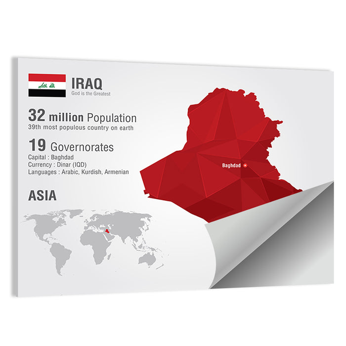 Iraq Low-poly Map Wall Art as a poster print