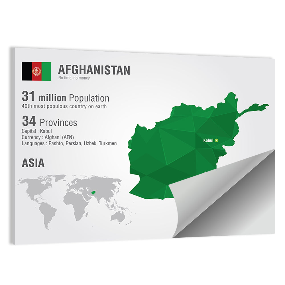 Polygonal Afghanistan Map Wall Art