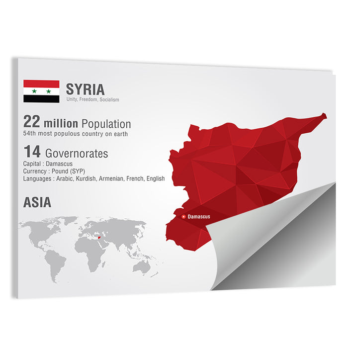Syria Geometric Map Wall Art as a poster print
