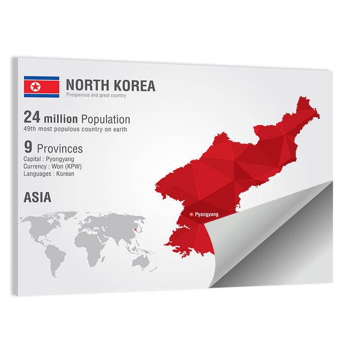 North Korea Geometric Map Wall Art as a poster print