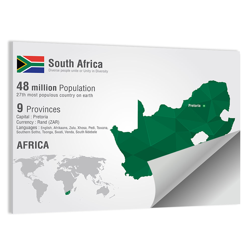 South Africa Geometric Map Wall Art