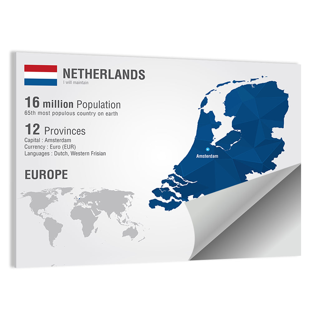 Netherlands Geometric Map Wall Art