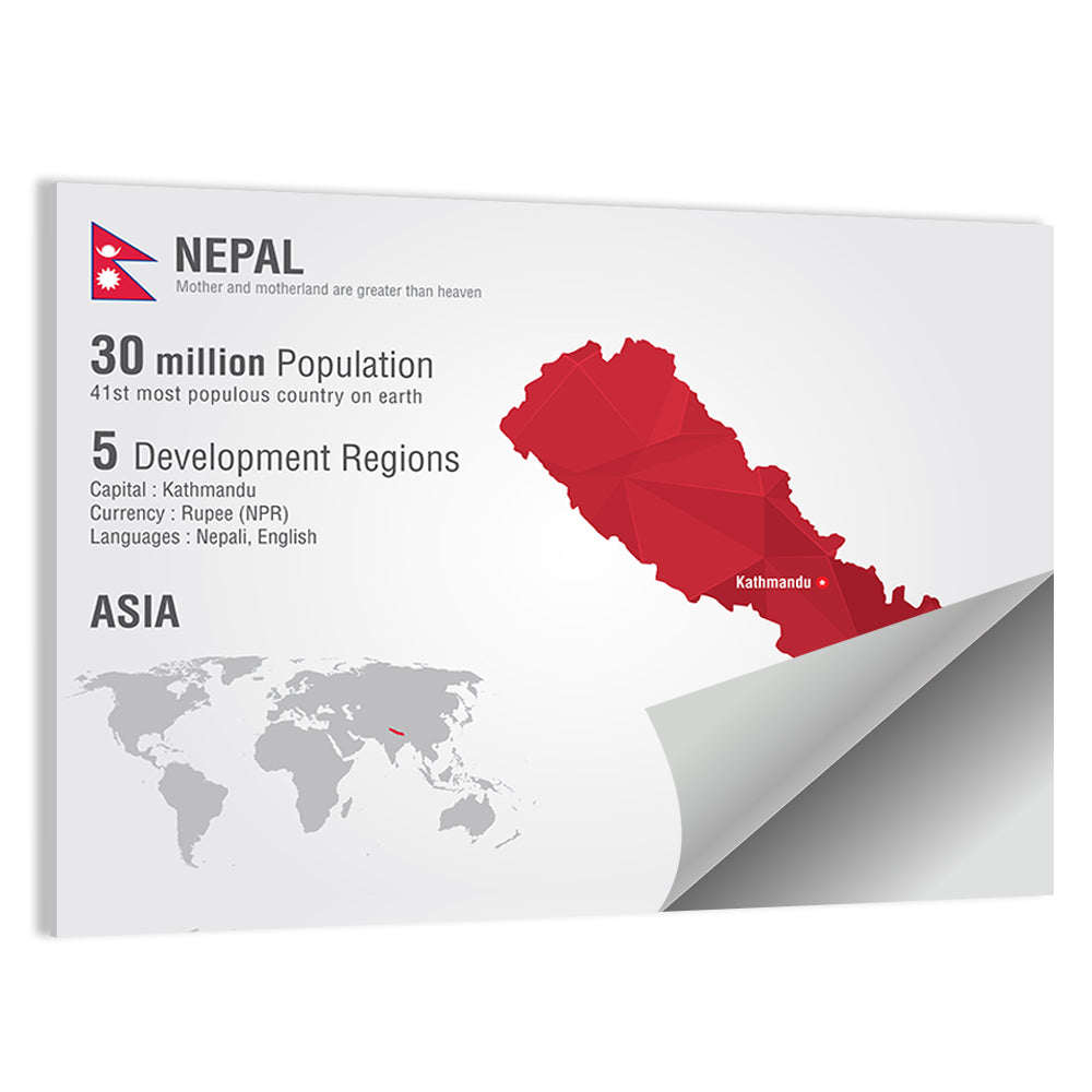Polygonal Map of Nepal Wall Art
