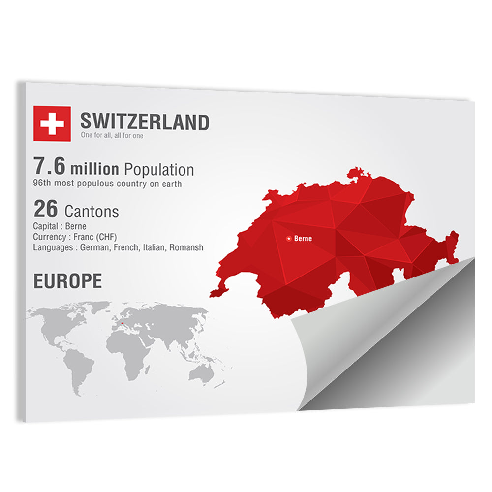 Switzerland Low-poly Map Wall Art
