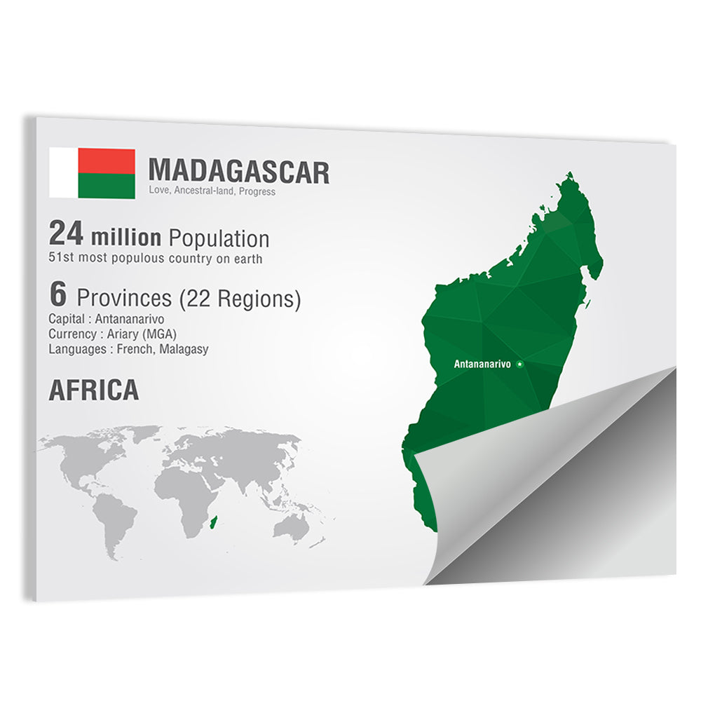 Madagascar Geometric Map Wall Art