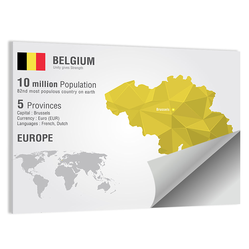 Belgium Geometric Map Wall Art