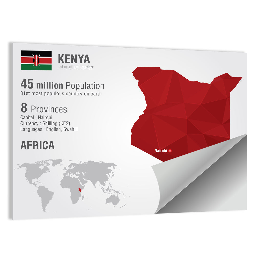 Geometric Map of Kenya Wall Art