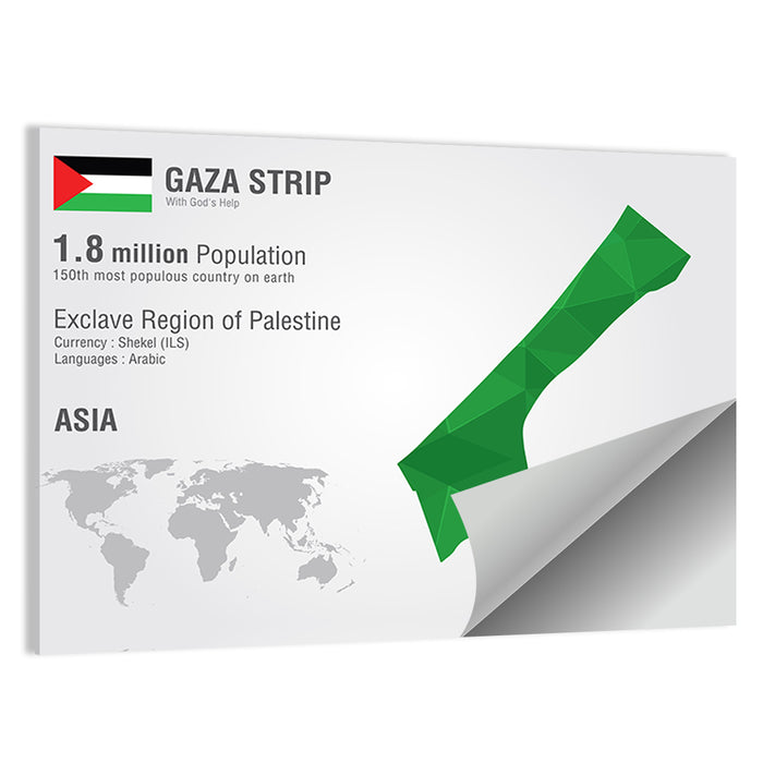 Gaza Strip Geometric Map Wall Art as a poster print