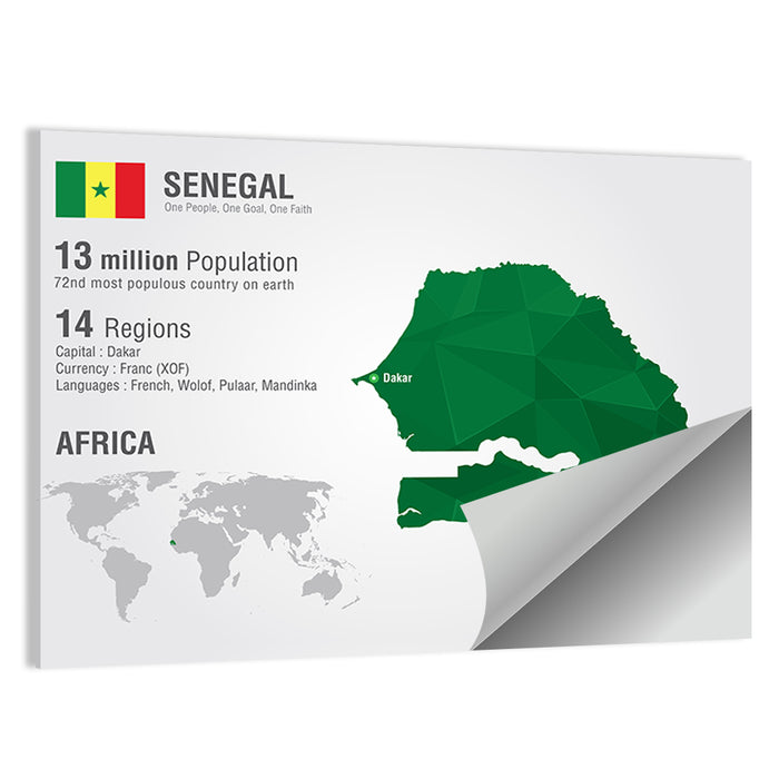 Senegal Map with Flag Wall Art as a poster print