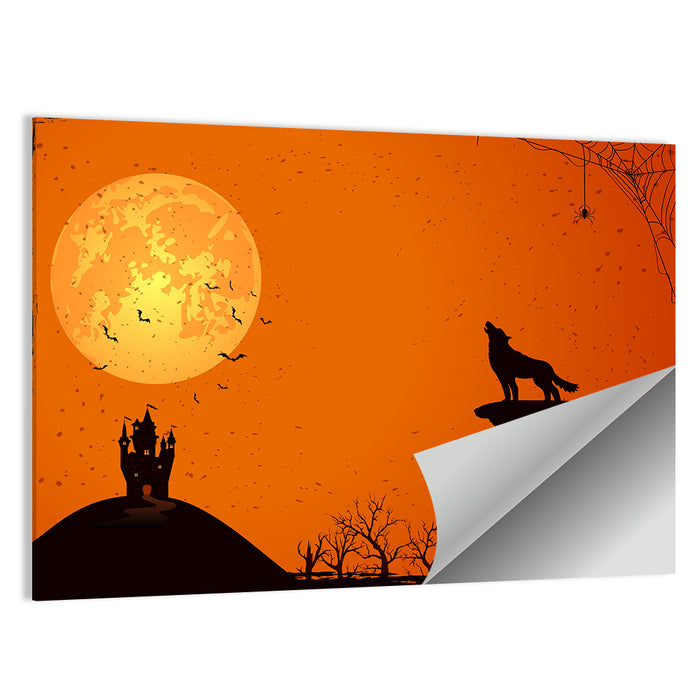 Howling Wolf Under Full Moon Wall Art as a poster print
