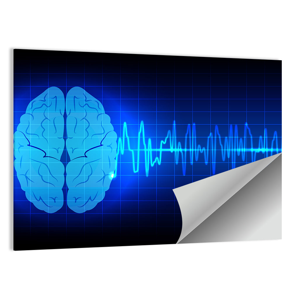 Glowing Brain Wave Visualization Wall Art