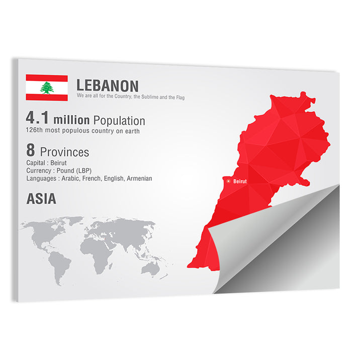 Lebanon Geometric Map Wall Art as a poster print