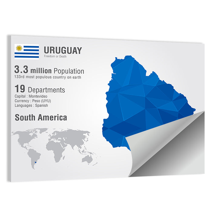 Uruguay Geometric Map Wall Art as a poster print
