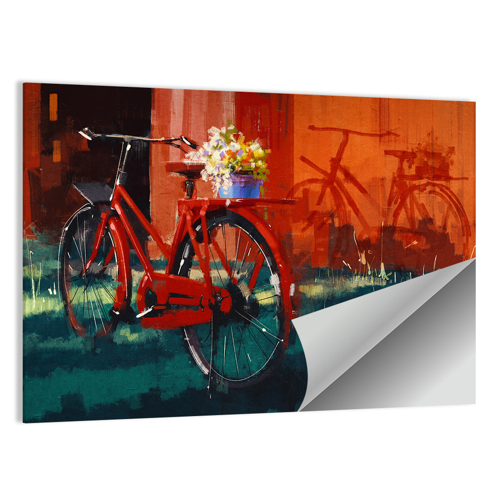 Vintage Bicycle with Floral Basket Wall Art