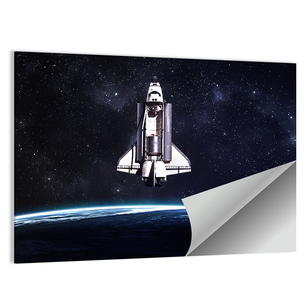 Space Shuttle Over Curved Earth Wall Art
