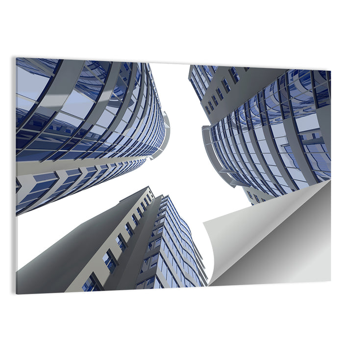 Blue Glass Skyscrapers Wall Art as a poster print