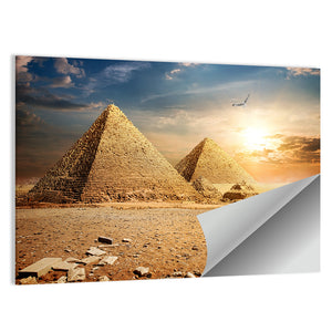 Pyramids At The Sunset Wall Art